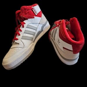 Adidas Red and White Top Ten High-Top Sneakers, like new!